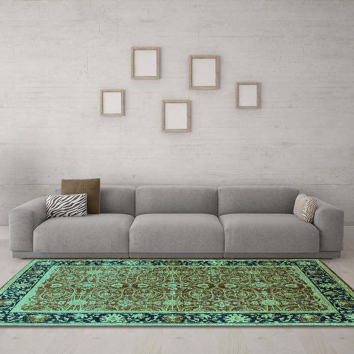 Machine Washable Oriental Turquoise Industrial Area Rugs for wholesale by Ahgly