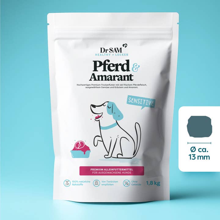 Aliment sec premium au cheval et amarante pour chiens - 1,8 kg pour la vente par DrSAM