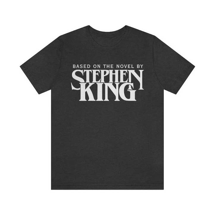 Black Stephen King T-Shirt,Based On A Novel By Stephen King Shirt, for wholesale on Faire0