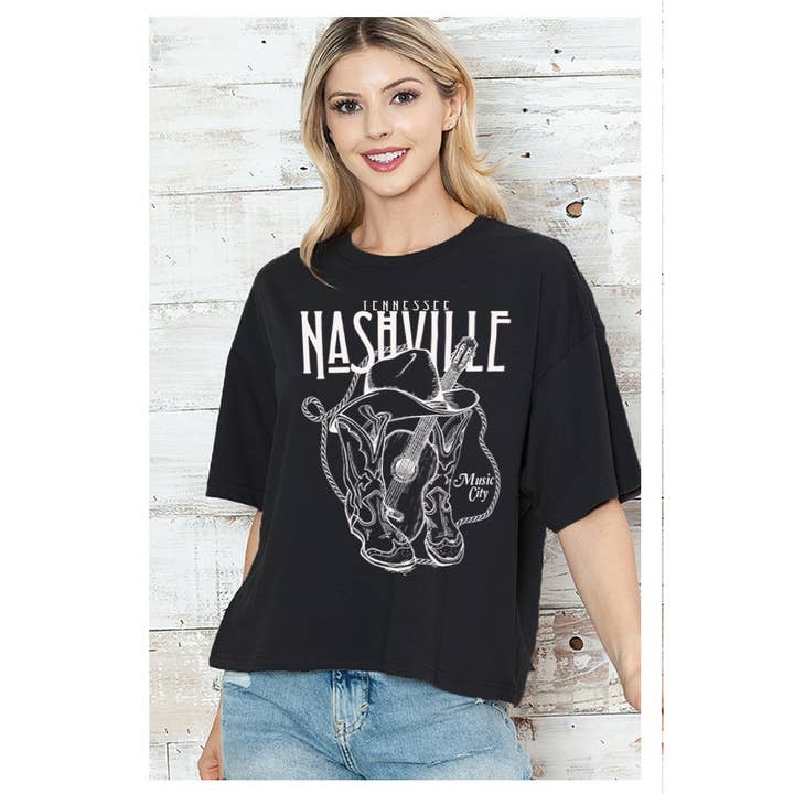 TENNESSEE NASHVILLE MUSIC CITY Crop Tee for wholesale by MINEB