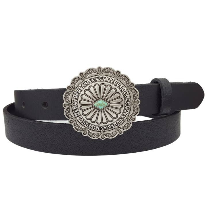 Axesoria West - Venta al por mayor Cinturón - Mujer - Cinturón delgado de cuero genuino con hebilla de estilo occidental