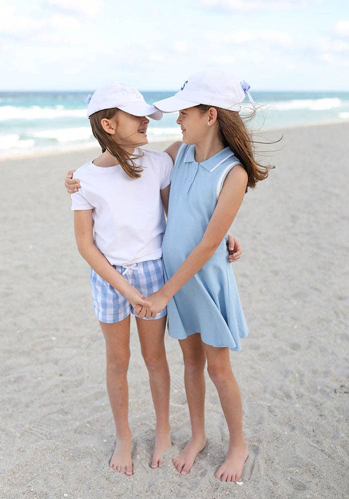 Bits & Bows - Wholesale Baseball Cap - Kids - Bow Baseball Hat in White with Blue Bow (Youth)2