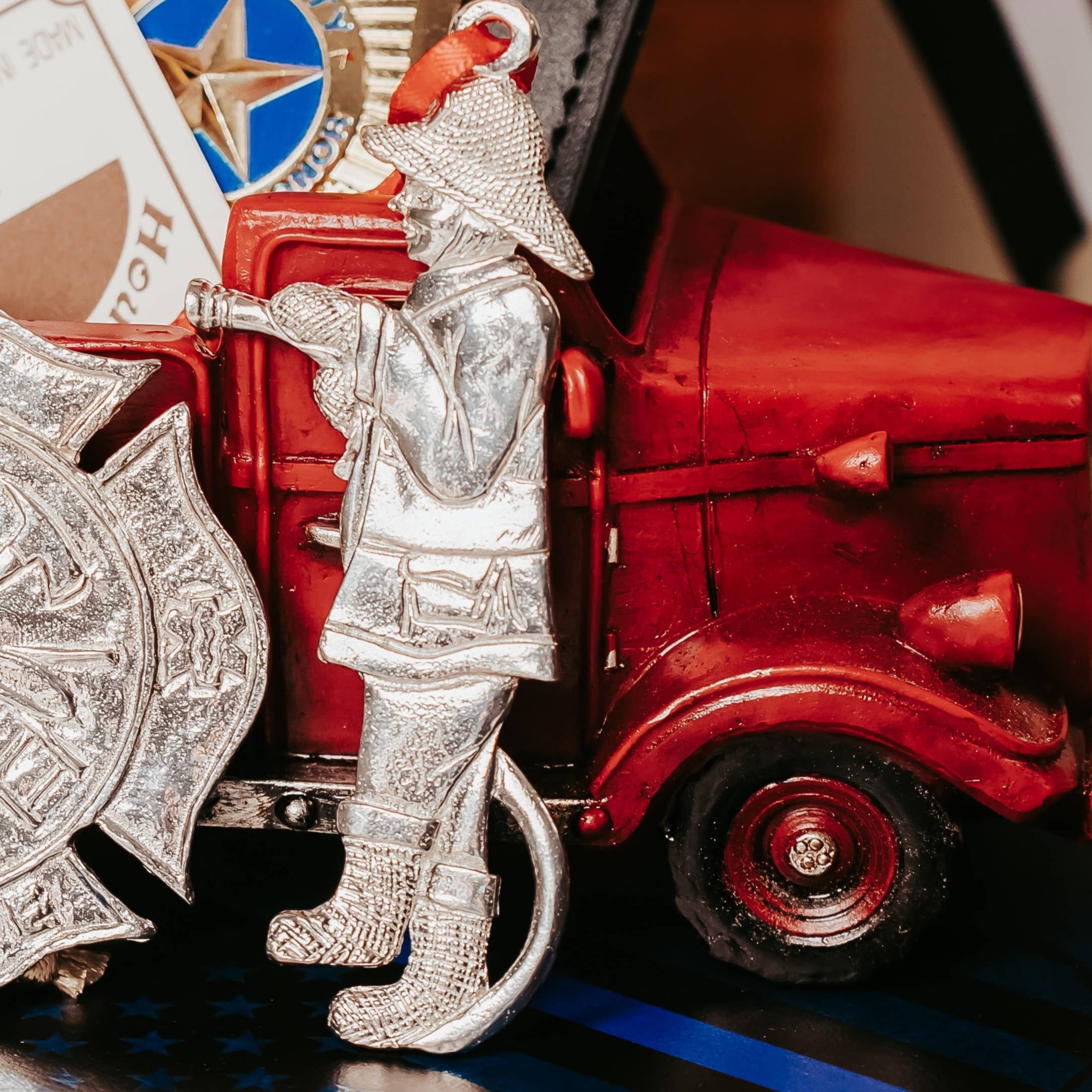 House of Morgan Pewter - Wholesale Ornament - Handmade Firefighter Ornaments - Fire Chief - Fire Truck0