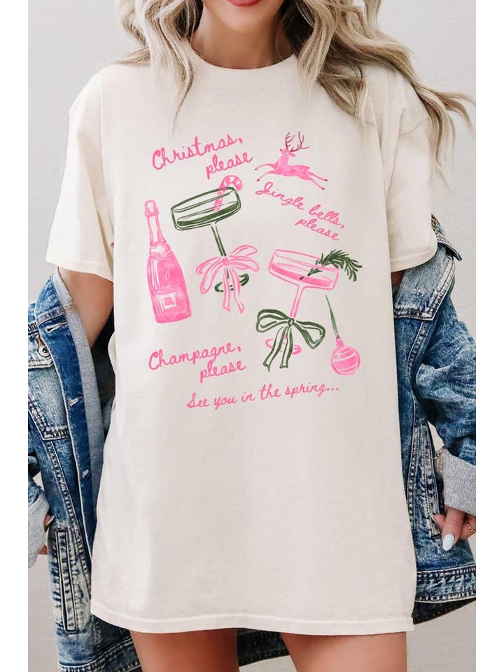 COLORBEAR - Wholesale T-Shirt (Graphic) - Women's - Christmas Champagne Graphic Heavy Cotton Tee2