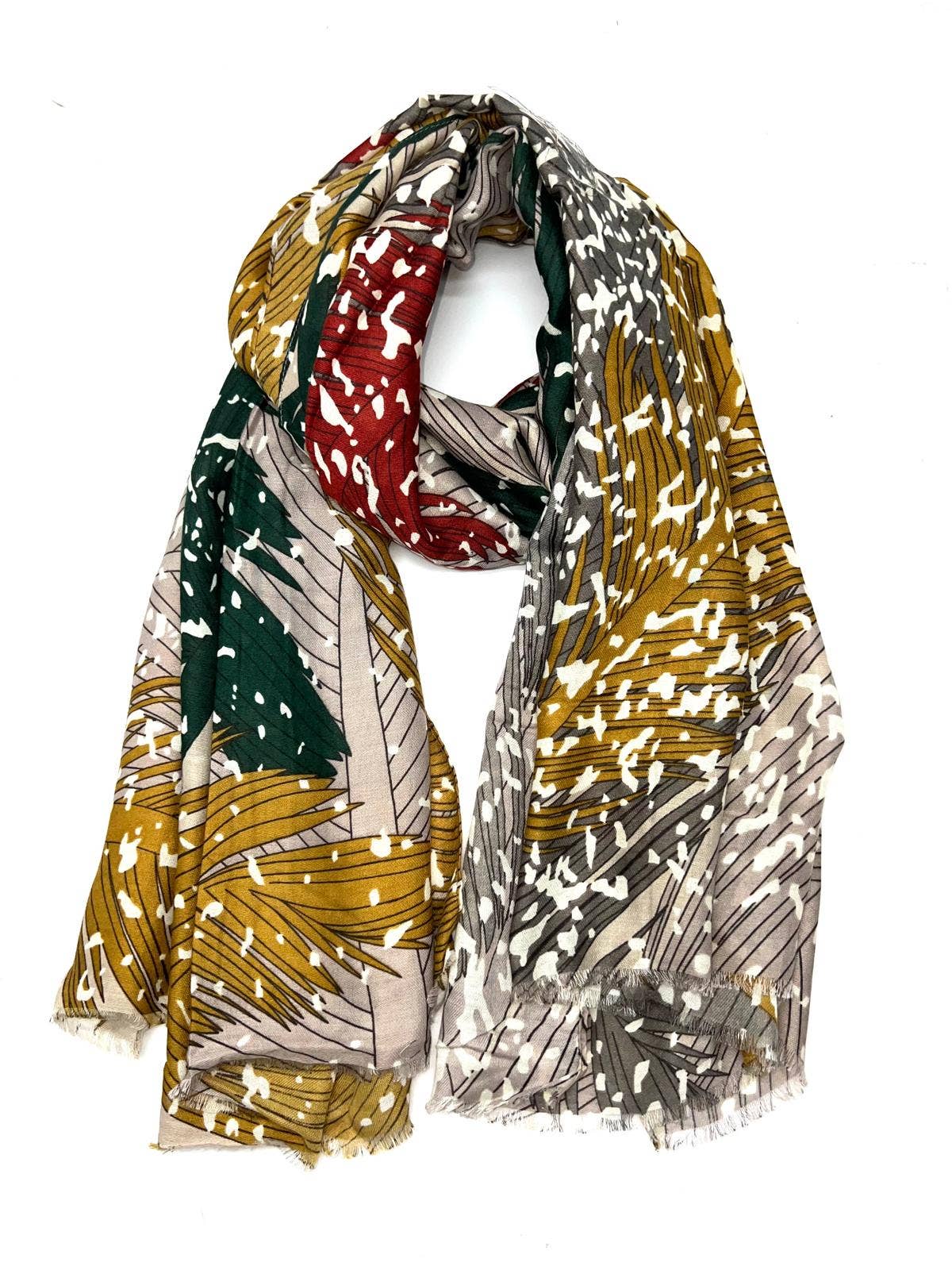 LINETA - Wholesale Scarf - Women's - H2018-77 Scarf with leaf pattern print10