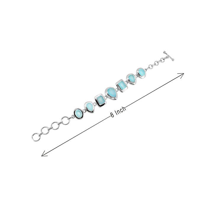 Tiramisu - Wholesale Link & Chain Bracelet - 925 Silver Aquatic Glow Aqua Chalcedony Gemstone Bracelet2