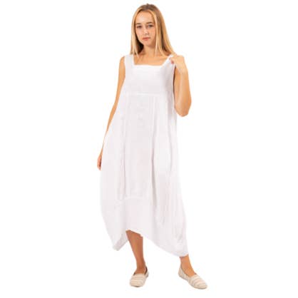 VeraMay - Wholesale Dress – Women's - 6381 White Vera May Italian Linen Dress