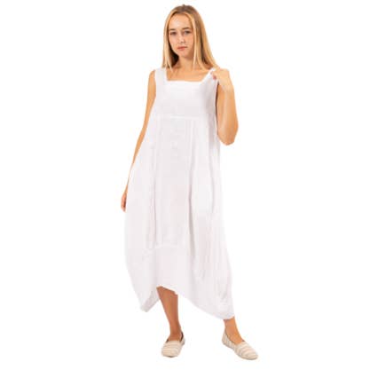 VeraMay - Wholesale Dress – Women's - 6381 White Vera May Italian Linen Dress0