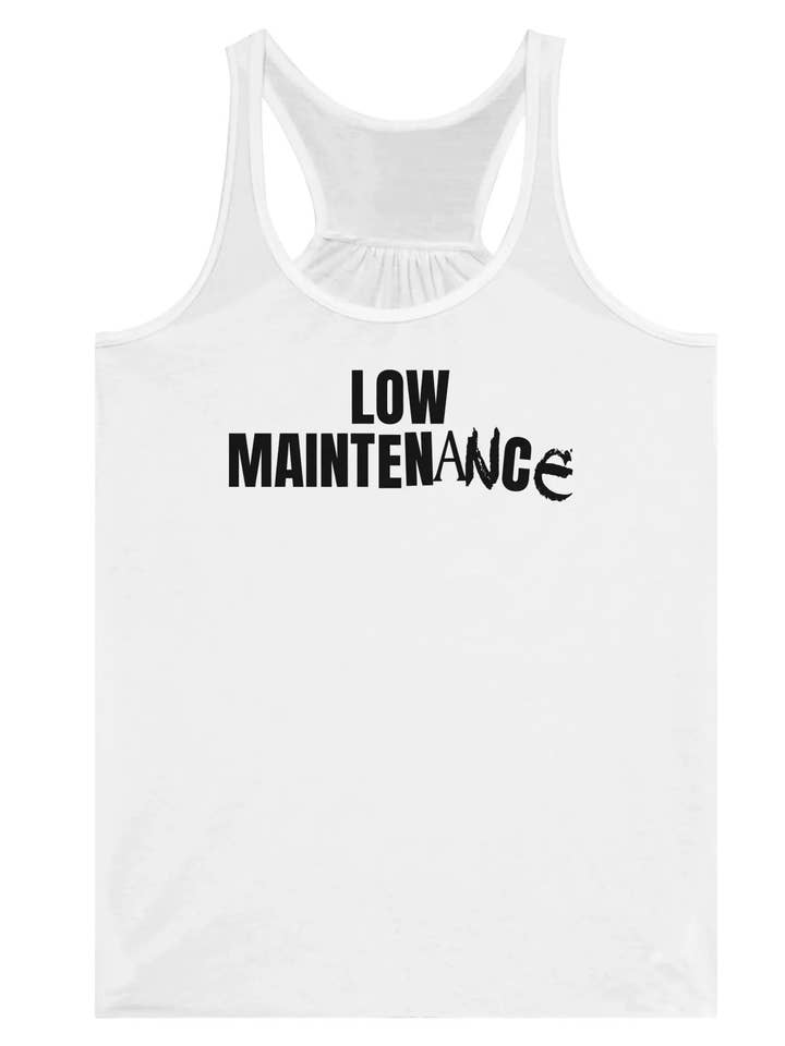 Low Maintenance - Women's Flowy Racerback Tank Top for wholesale by Amp'd Apparel Company