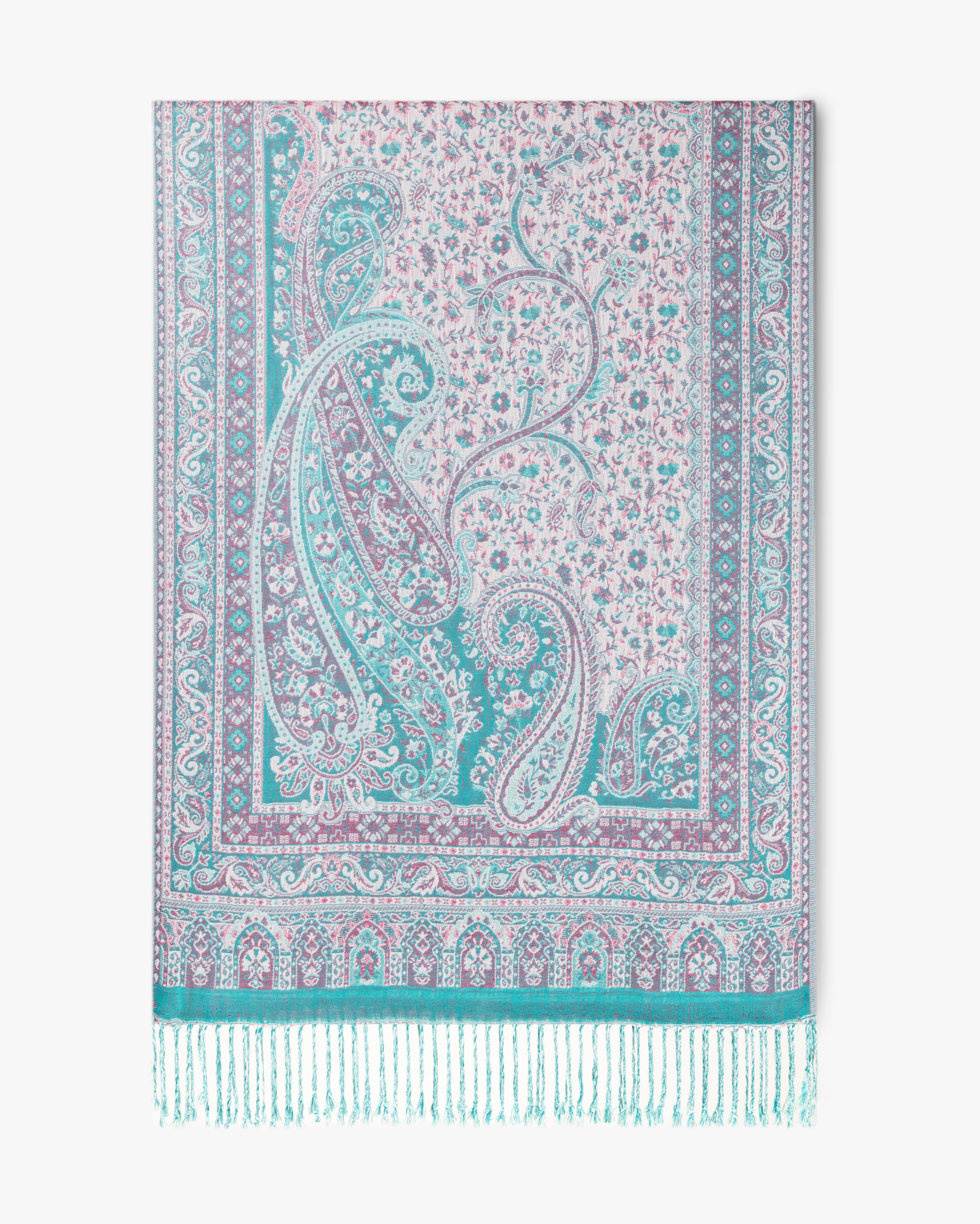 Original USA - Wholesale Scarf - Women's - Corner Paisley Solid Border Pashmina6