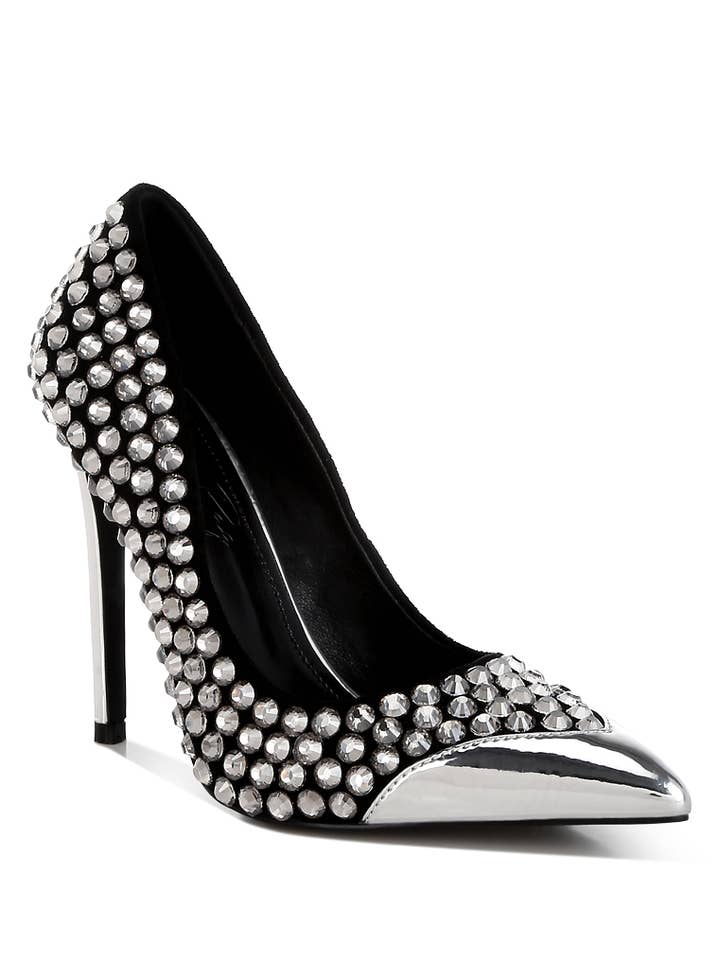 Super Fan Diamante Embellished Stiletto Pumps for wholesale by Rag Company