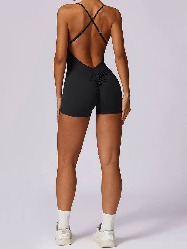 Crave by FW - Wholesale Jumpsuit - Women's - Scrunch Strappy One Piece Workout Short Jumpsuit21