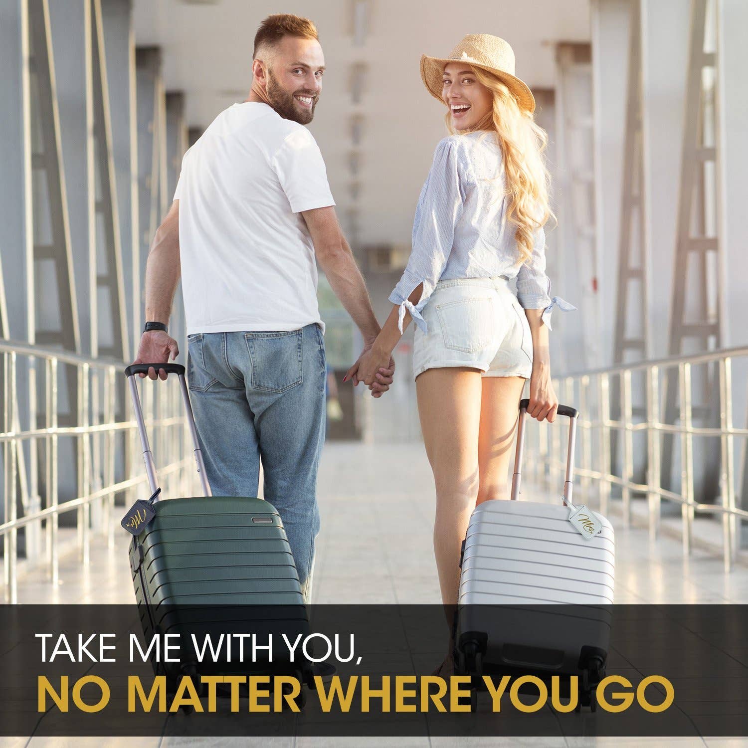 DELUXY - Venta al por mayor Etiqueta de equipaje - Etiquetas para equipaje Mr. & Mrs. + Soporte para pasaporte | Regalos únicos de boda y luna de miel para parejas6