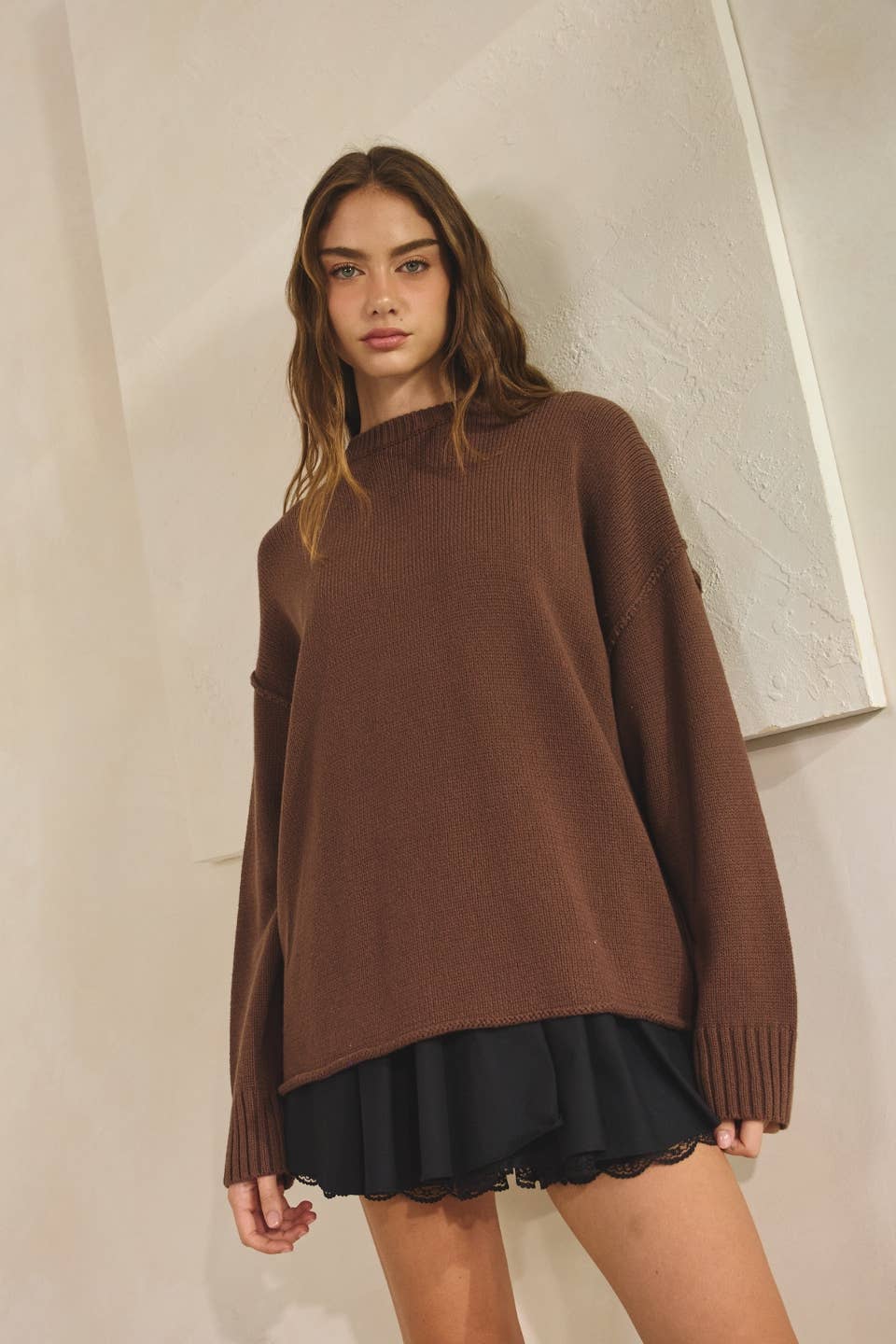 Creamon - Wholesale Pullover-trui - Dames - NSW2569-Ontspannen Boyfriend Fit Trui met Ronde Hals2