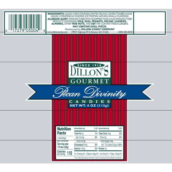 Dillon Candy Company - Wholesale Snack Bar - Divinity, Pecan, 4 oz Snack Bar2
