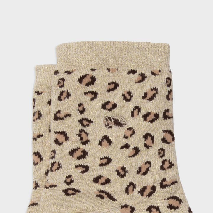 BILLYBELT - Wholesale Socks - Women's - Leopard combed cotton socks - Beige2