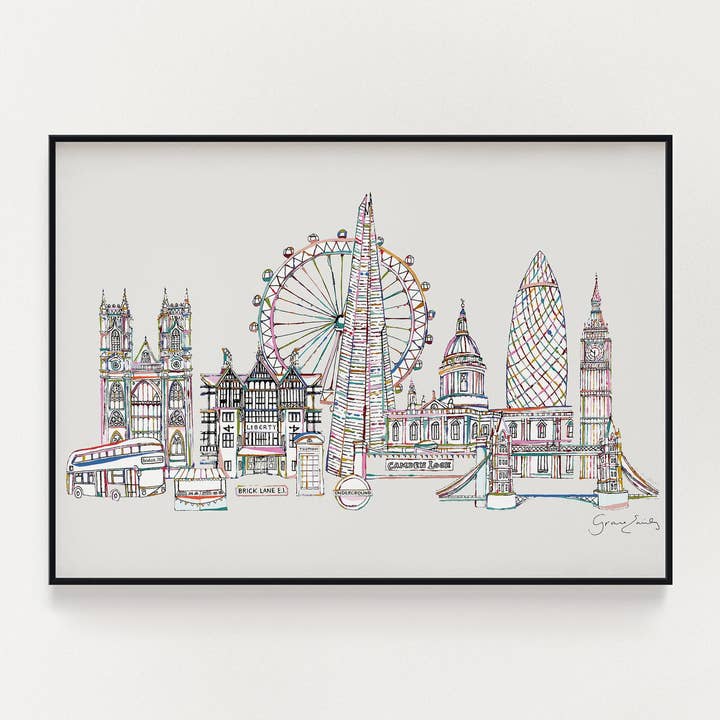 Grace Emily Design - Wholesale Art print - London landmarks skyline muted print1