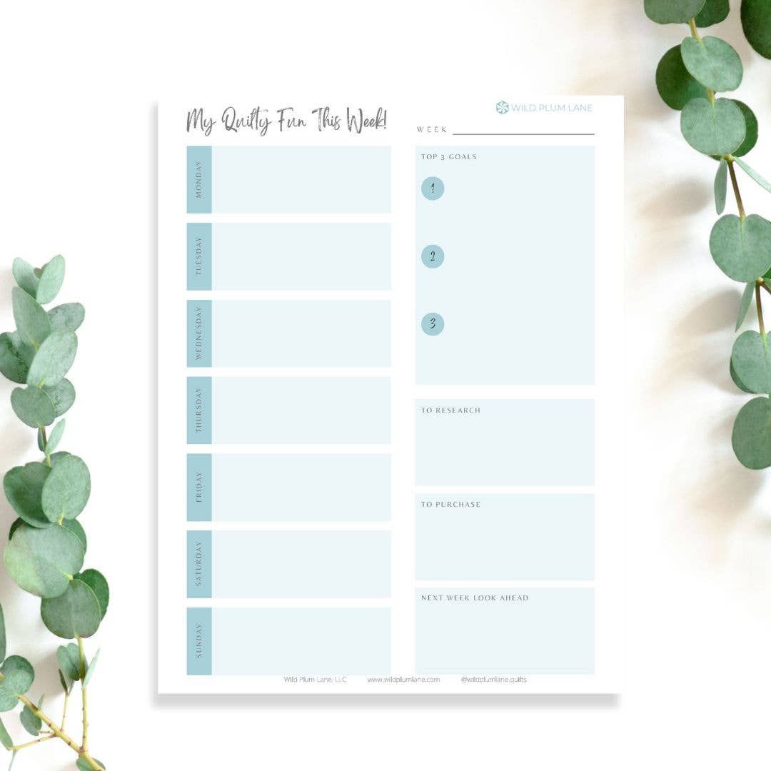 Wild Plum Lane - Wholesale Planner - Quilter's Weekly Planner Pad