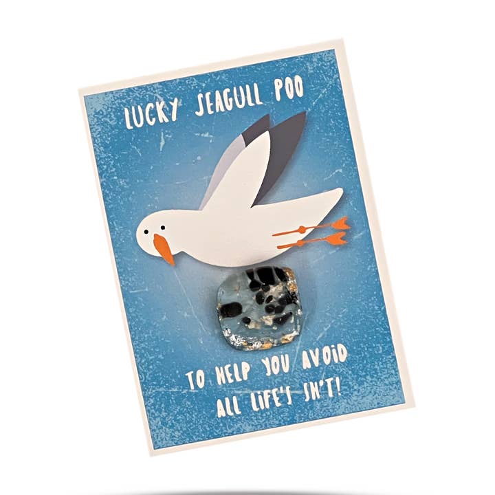 Lucky Seagull Poo Charm - To help you avoid all life's Sh*t! for wholesale by Dreya Glass