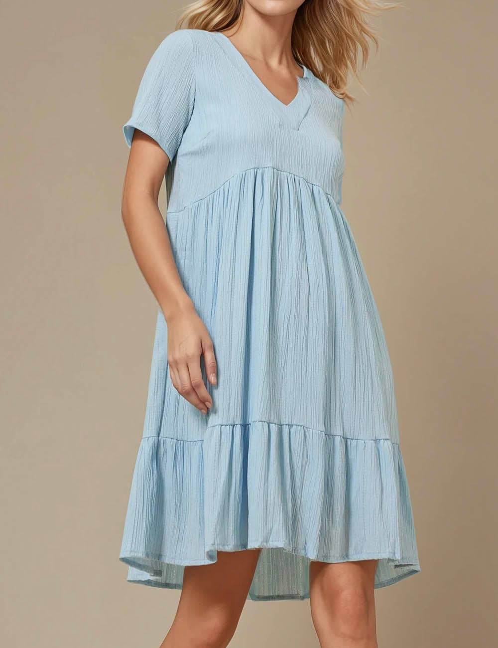Sweetkama - Vente Robe – femme - Robe courte quotidienne à manches courtes et col en V44