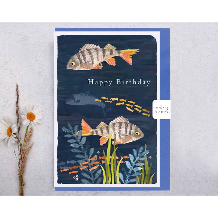 Making Meadows Ltd - Vente Cartes d'anniversaire - Carte d'anniversaire pour homme | Carte de voeux Joyeux anniversaire poisson