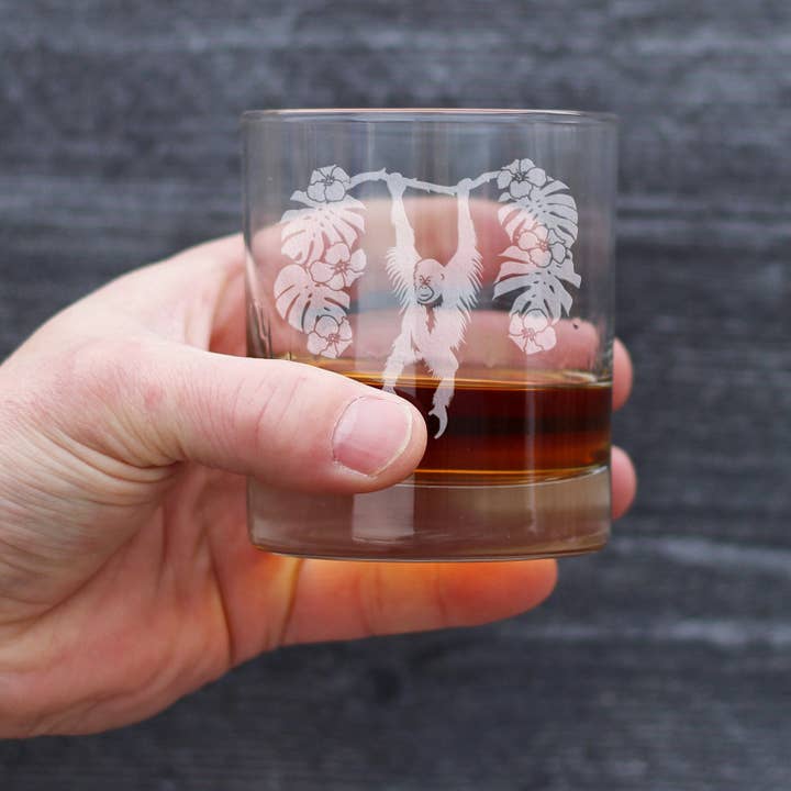 bevvee – Großhandel Cocktail-/Schnapsglas – Orang-Utan Whiskey Rocks Glass — Geschenke und Dekoration für Wildtiere3