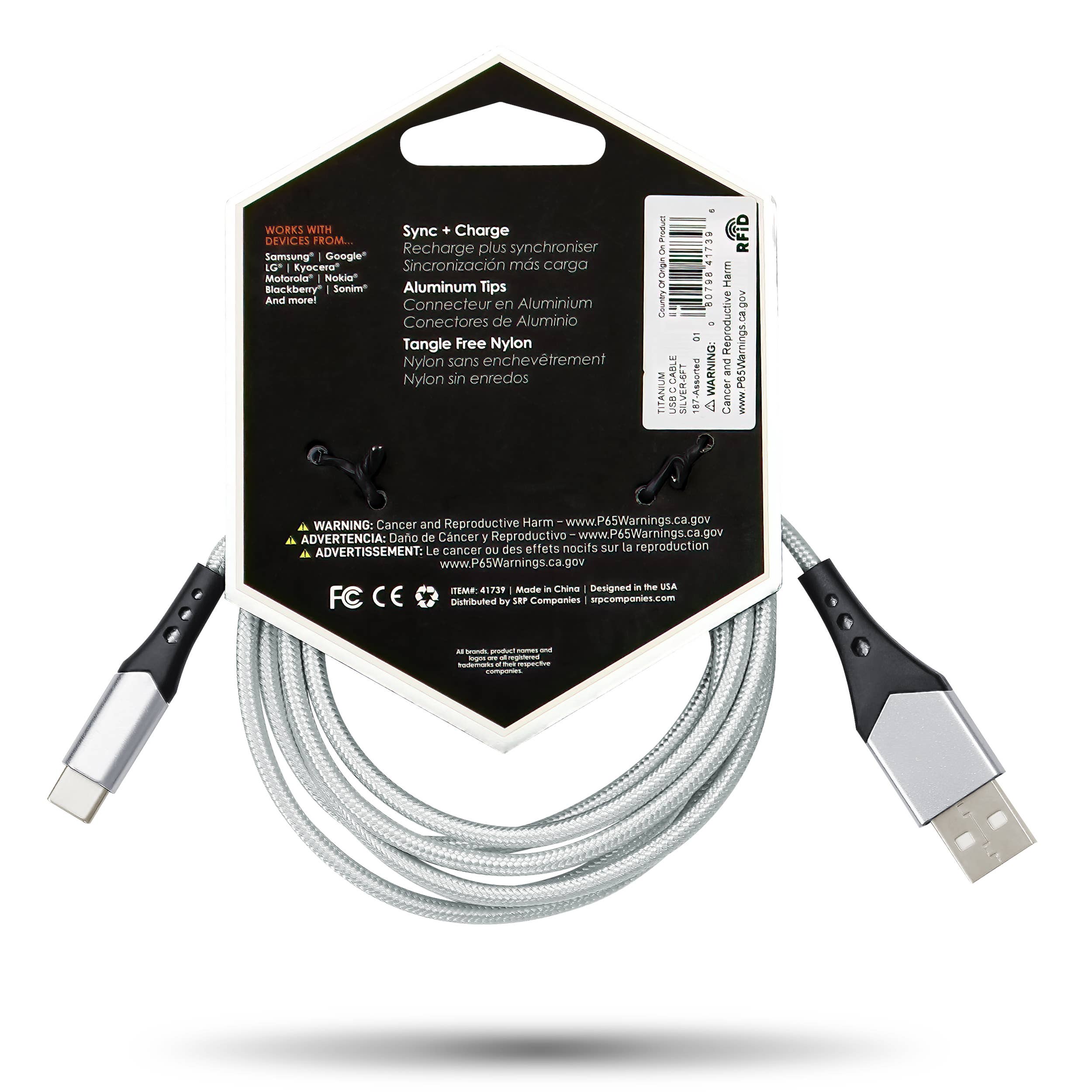 Cloudz - Wholesale Charging Cable - *Celltronix Titanium 6' Fast Charging USB to Type-C Cable1