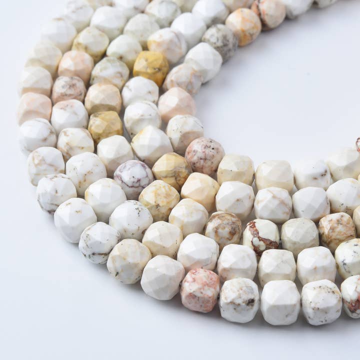 High Quality White Buffalo Turquoise Cube Bead Strand TUQ078 for wholesale by Beads Creation