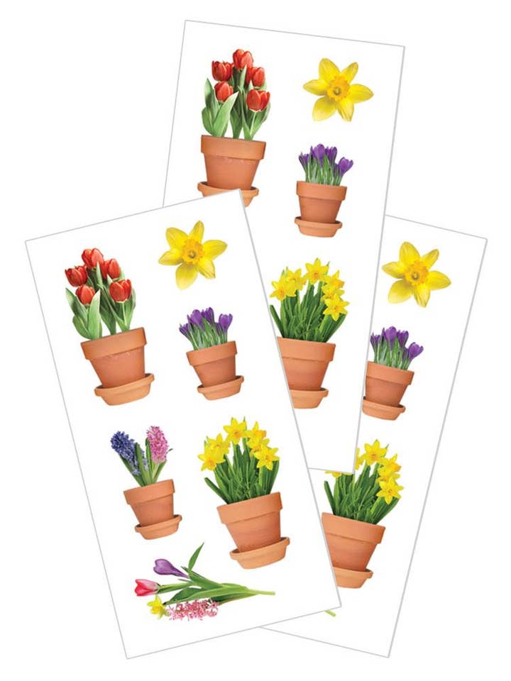 Spring Potted Flowers Sticker for wholesale by Paper House Productions