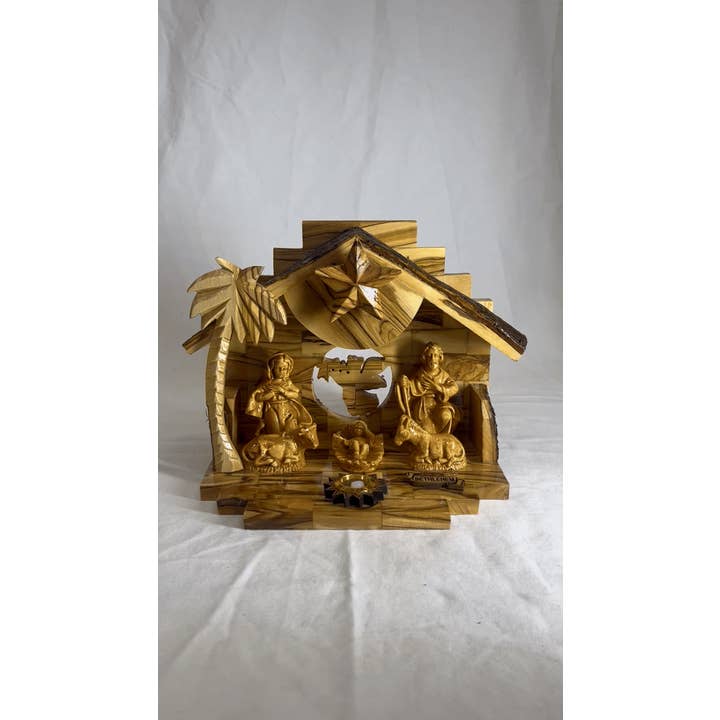 Holy Land Cradle - Wholesale Nativity Scene Decor - Olive Wood Musical Nativity Scene