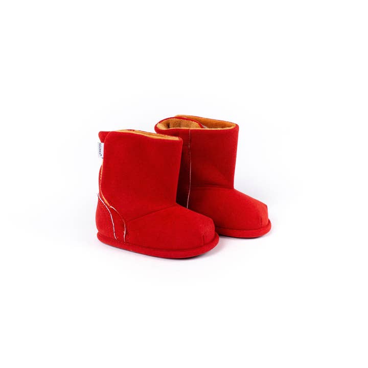 Ozznek Shoes – wholesale Stövletter – Baby – Röd mockastövel med sammetsfoder