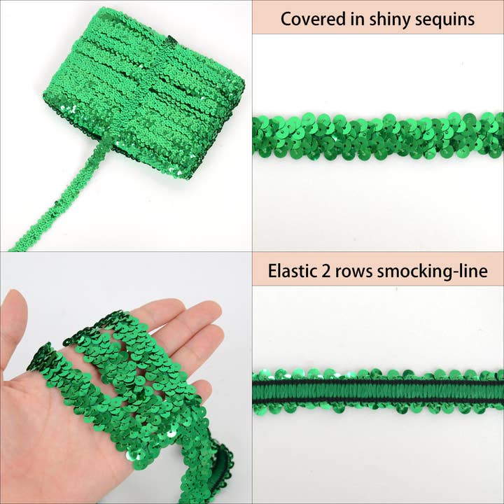 AK Brand - Wholesale Ribbon – Gift wrapping - Elastic Sequin Trim 0.8 Inch Glitter Paillette Ribbon32