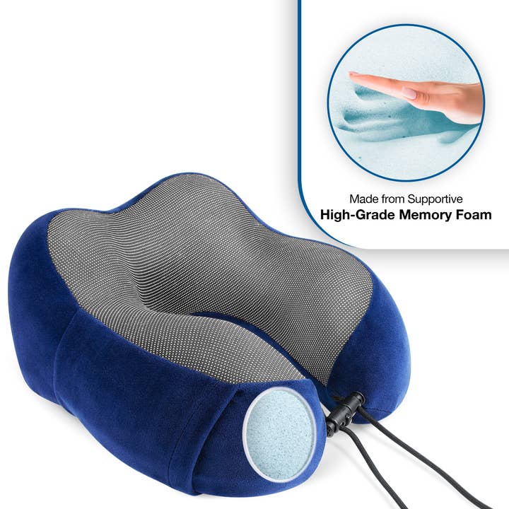 Cloudz - Wholesale Travel Pillow - Cloudz Tech Memory Foam Travel Pillow With Earplugs - Blue5