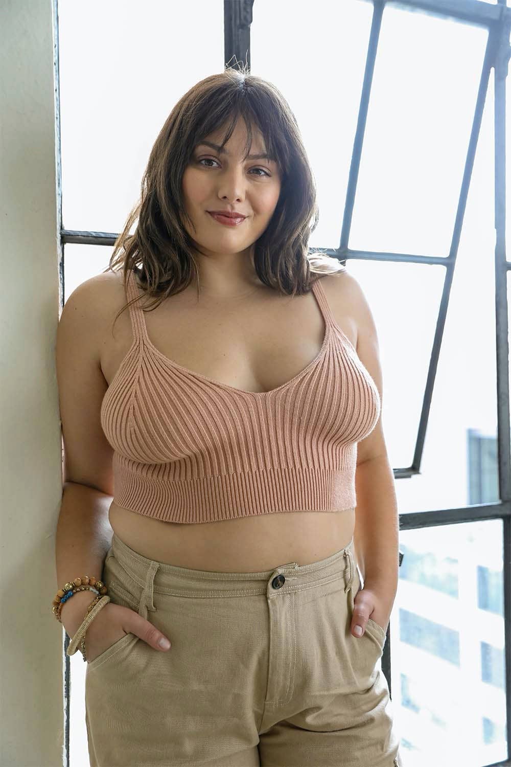 Leto Accessories – Top de malha - Mulher por atacado – Blusa Plus Size Contorno Rib Knit Brami Lounge7