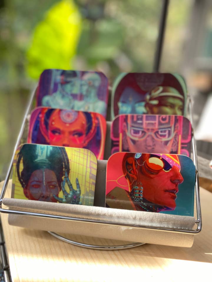 Coasters- Cyberpunk Futurism- 40 pack for wholesale by Into Sunrise