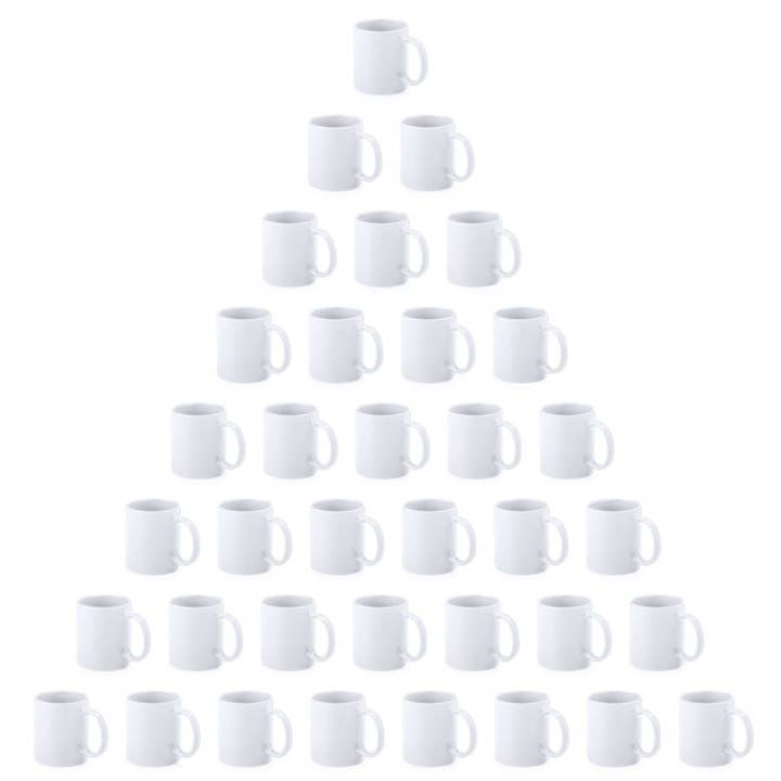 eBuyGB Craft Blanks - Venta al por mayor Taza - 36 tazas de té y café por sublimación, 11 onzas, blancas, con mango grande, en blanco