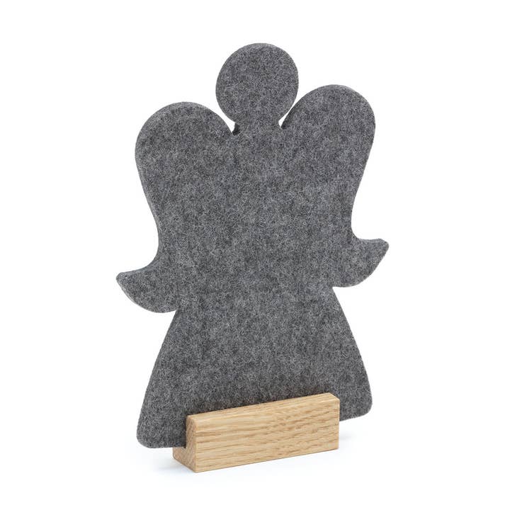 Présentoir ange en feutre de laine avec base en chêne pour la vente par HEY-SIGN