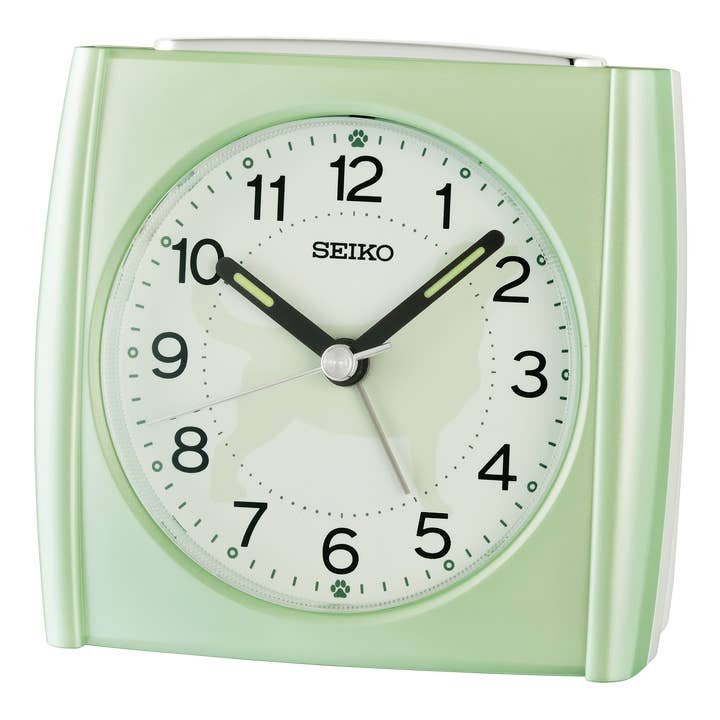 Seiko Clocks USA - Wholesale Alarm Clock - 3.5" Allison Dog Alarm Clock, Green