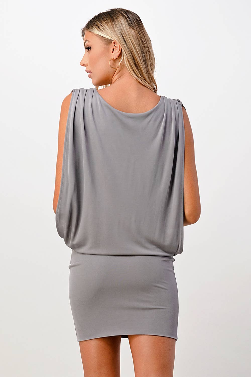 GREY Double Layered Banded Bottom Mini Dress for wholesale on Faire7
