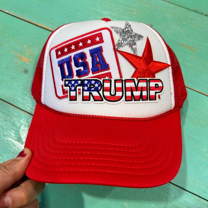 Vibes Hat Company - Wholesale Trucker Hat - Women's - Trump USA Trucker Hat | 4th Of July Hats | USA | Hats1