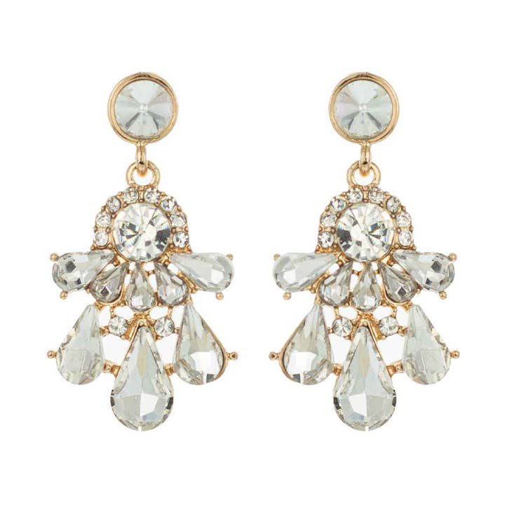 2-Tier Crystal Teardrop Cluster Drop Earrings for wholesale by SP Sophia Collection