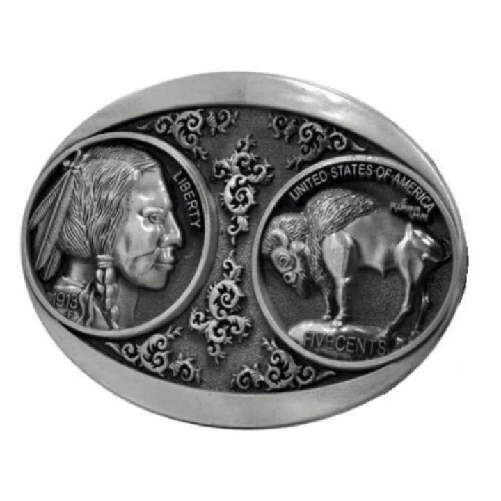 SimpleNGreat - Wholesale Belt Buckle - Men's - Buffalo Coin Indian Western Cowboy Belt Buckle 1438