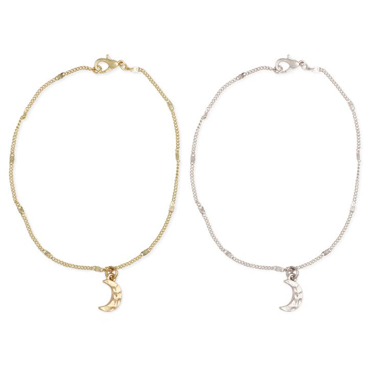 ZAD - Wholesale Anklet - Moon Child Crescent Moon Charm Anklet