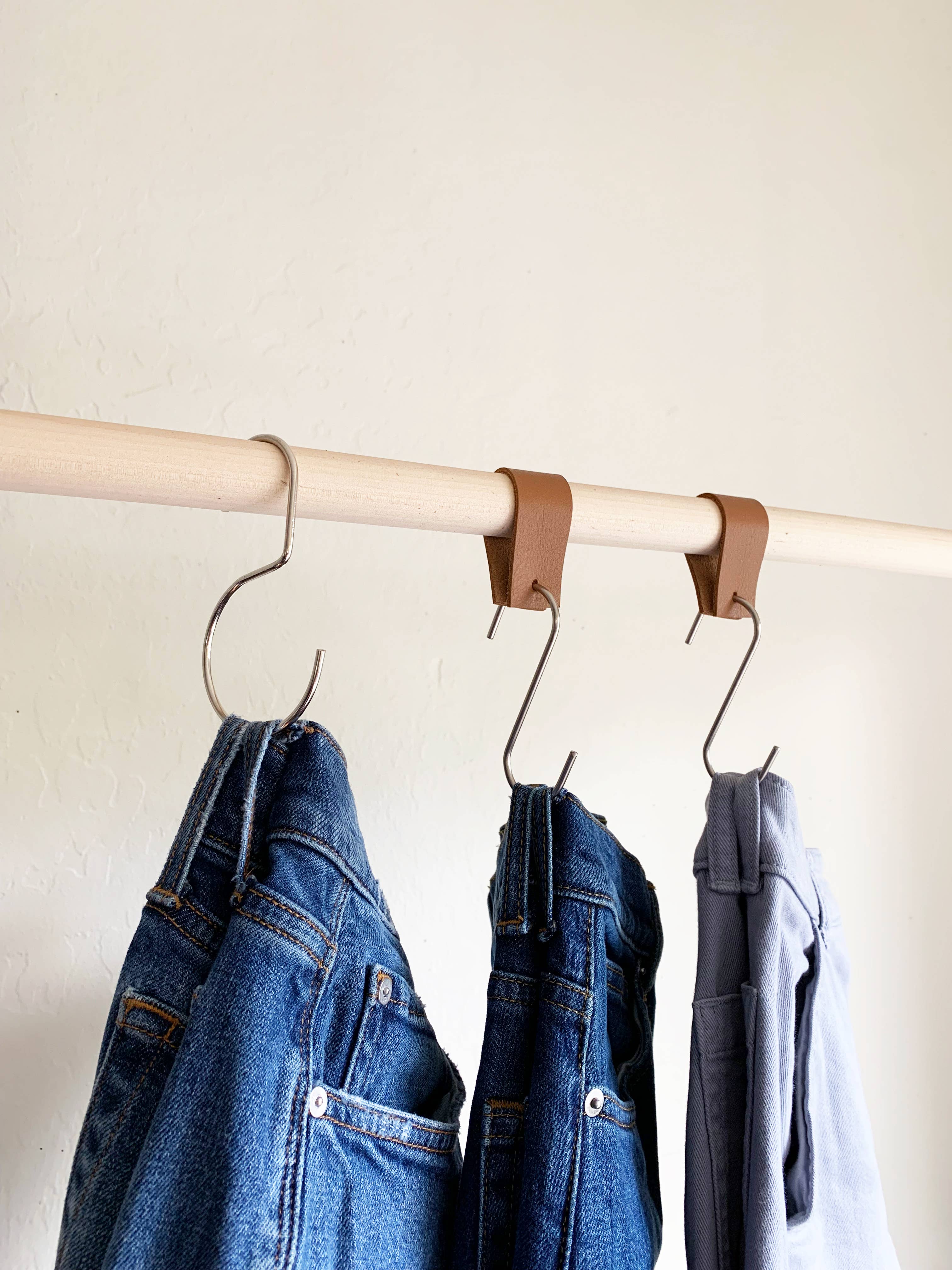 Keyaiira - Wholesale Clothes Hangers - Jean Display Hooks + Leather Loops [6 PK]12