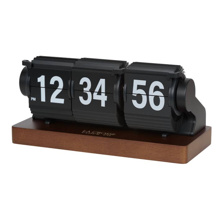 Rollins Mechanical Flip Clock - Black for wholesale by La Crosse Technology, Ltd.