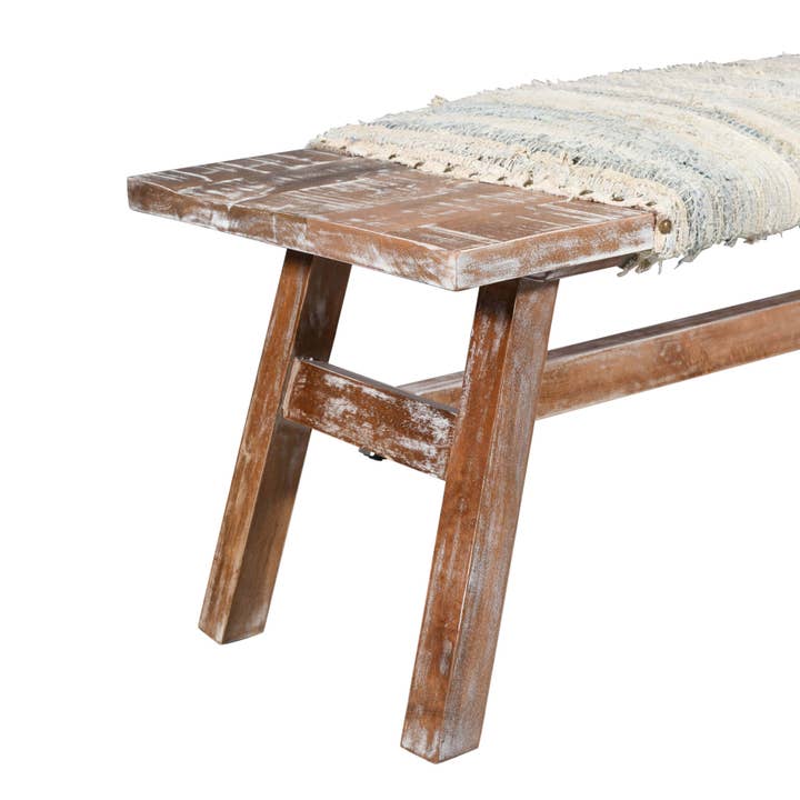 LR Home - Wholesale Bench - Timson Handmade Mango Wood/Chindi Fabric Accent Bench2