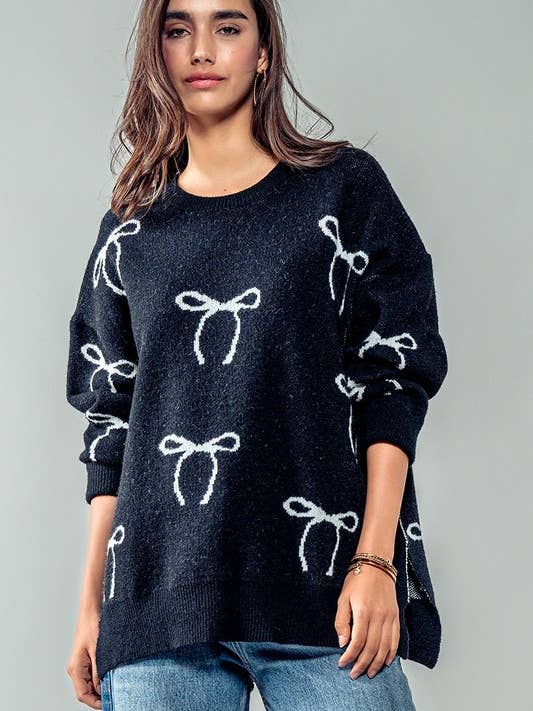 Urban Daizy - Wholesale Knit Sweater - Women's - Flirty Bow Knit Sweater