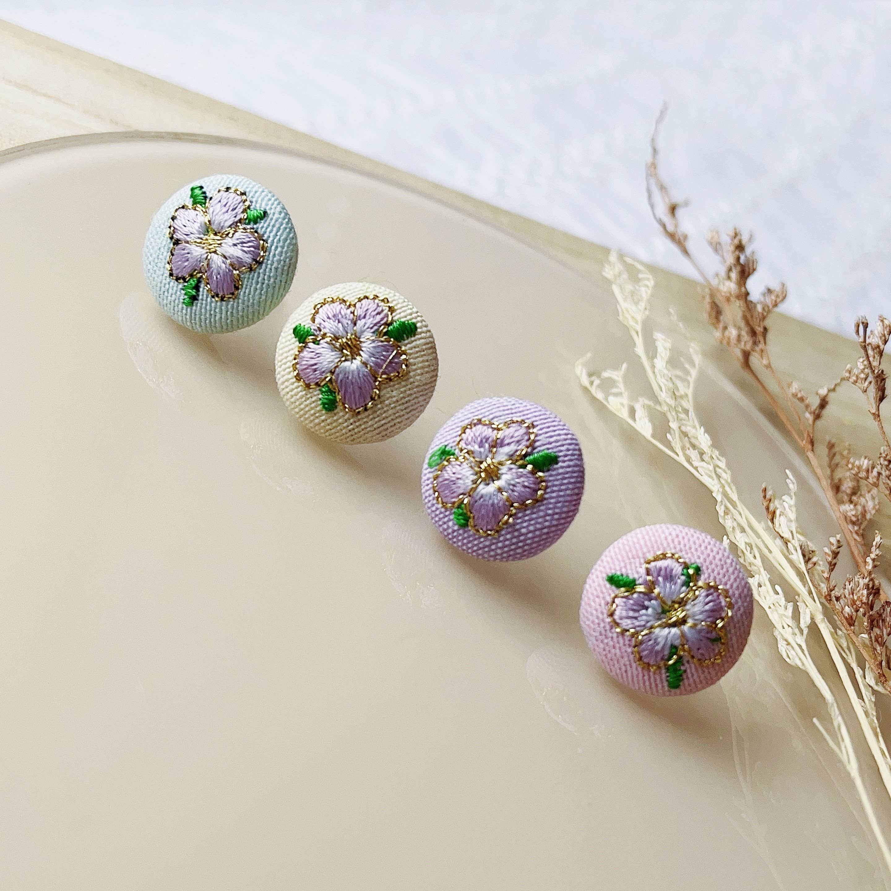 Giggle with Love - Wholesale Stud/Post Earrings - Handmade Small Rose Embroidery Stud Earrings8