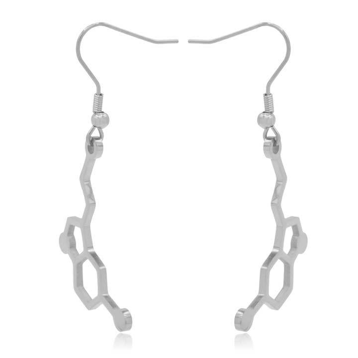 Serotonin molekyl rostfritt stål dingla örhängen för wholesale av Clayton Jewelry Labs