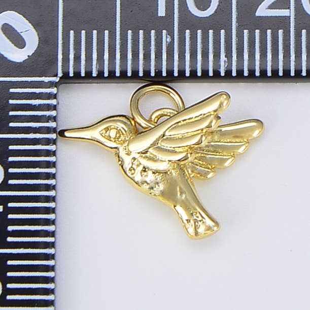 Beads Creation - Wholesale Individual Charm/Pendant - Gold Filled Hummingbird Charm, Bird Pendant, CP1554